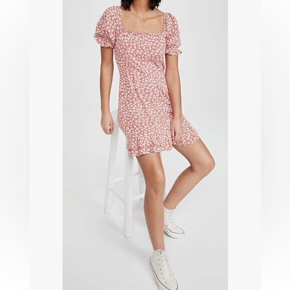 Lost + Wander Floral Madison Mini Dress Coral Medium New - Picture 11 of 16